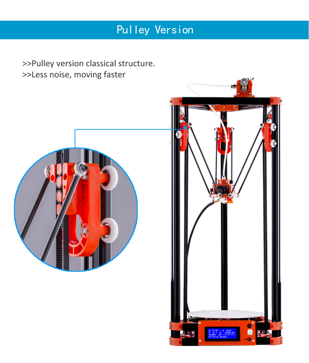 FLSUN 3D Printer Delta Kossel DIY Kit with Large Printing Size Updated Nuzzle System Heated Bed Auto Leveling