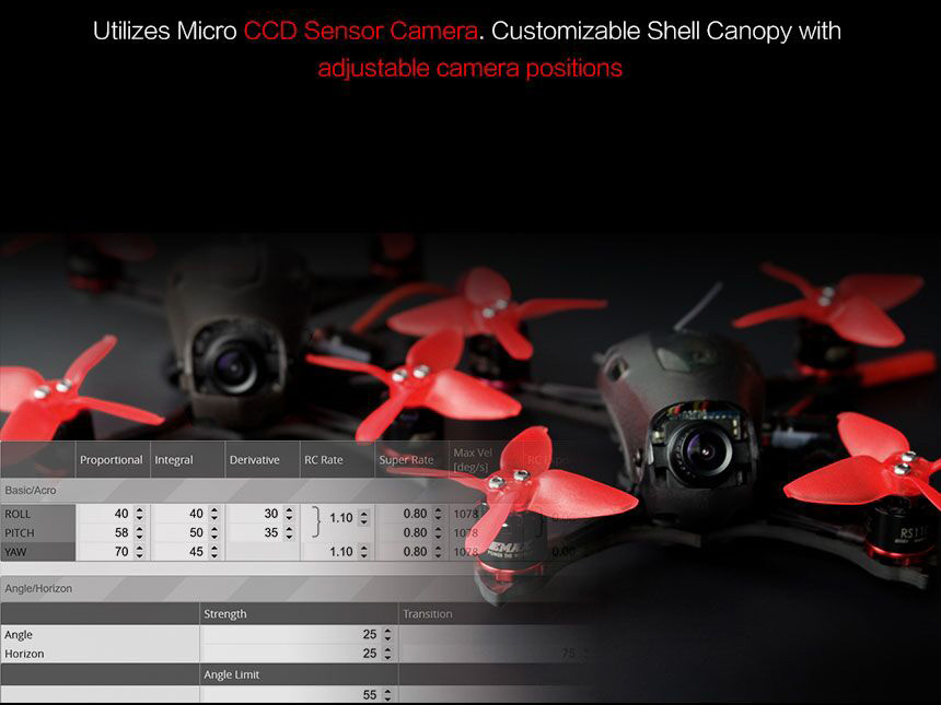 EMAX BABYHAWK R Brushless FPV Racing Drone 5.8G 40CH F3 FC OSD 12A Blheli_S 4 In 1 ESC Frsky D8 Receiver - BNF