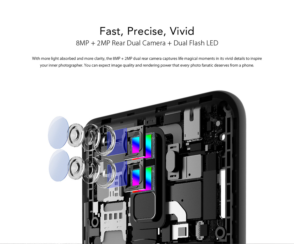 [HK Stock]Leagoo M9 5.5 Inch Smartphone 18:9 HD Screen Four Cameras 2GB 16GB MTK6580 Quad Core Android 7.0 Touch ID Super Slim Curved Body - Blac