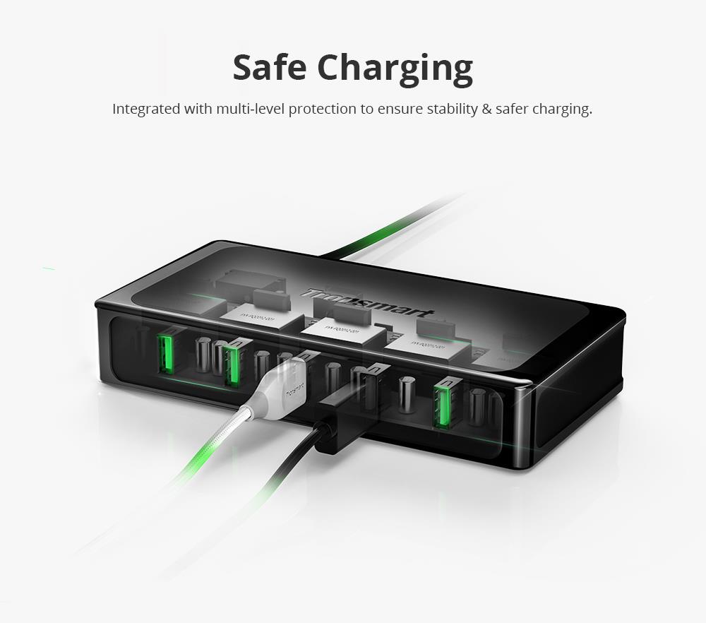 Tronsmart 90W U5TF Titan Plus 5 USB Ports Desktop Charger with Quick Charge 3.0 & VoltiQ for All iOS & Android Devices - US