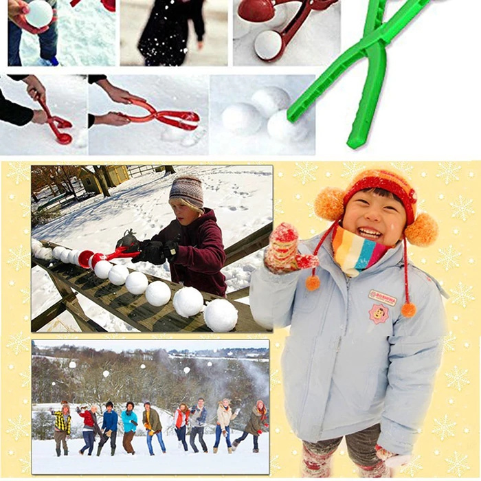 Funny Plastic Snowball Clip Snowball Maker Scoop Tool - Red