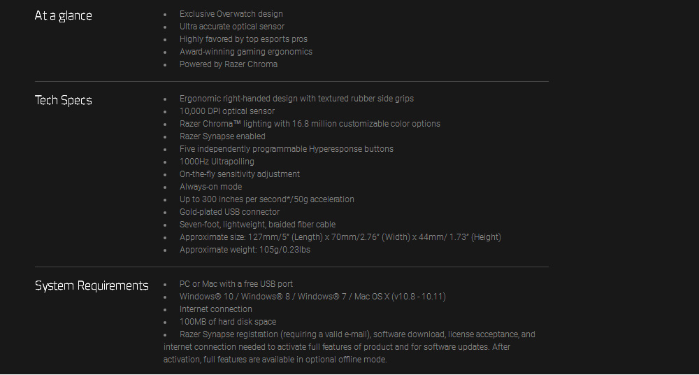 [HK Stock] Razer DeathAdder Chroma Overwatch Edition Wired Ergonomic Gaming Mouse Chroma Enabled RGB For Esports 10000 DPI-Black + Orange