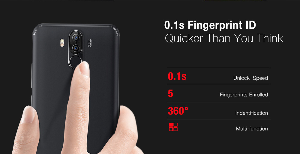 [HK Stock]Ulefone Power 3 6.0 Inch 4G LTE Smartphone 18:9 FHD Screen MT6763 Octa Core 2.0GHz 6GB 64GB Four Cameras Android 7.0 6080mAh Large Battery Fast Charge Face ID - Black