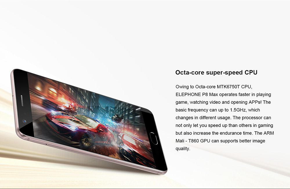 [HK Stock]Elephone P8 Max 5.5 Inch  4G LTE Smartphone FHD Screen 4GB RAM 64GB ROM 13.0MP+16.0MP Cam Octa Core Android 7.0 Touch ID Metal Body 5000mAh - Black