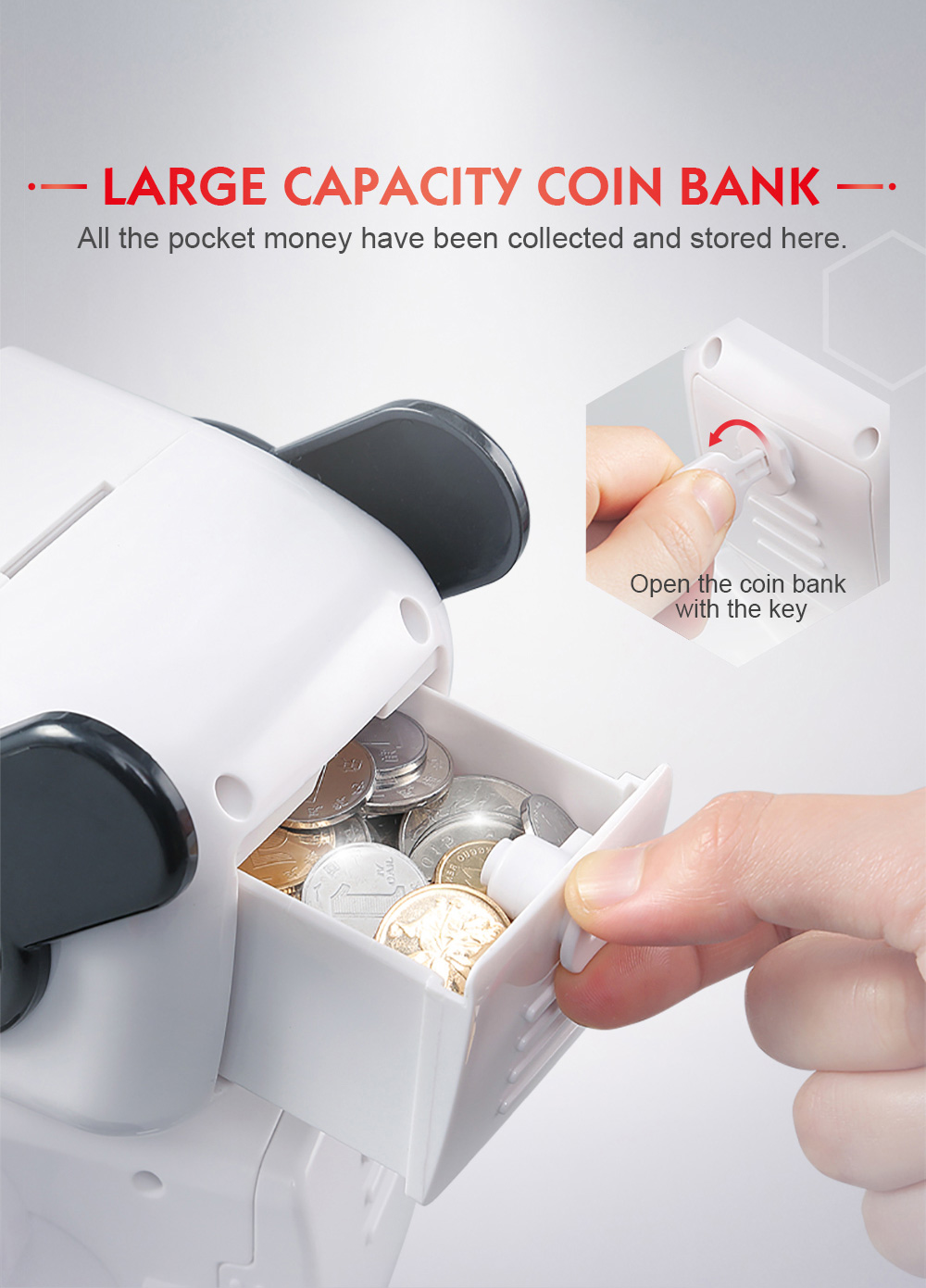 JJRC R4 Cady Wile 2.4G Money Management Sound Interaction Gesture Sensor Control RC Robot - White