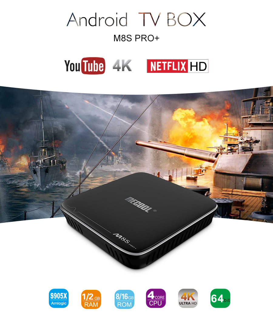 Bundle MECOOL M8S PRO Plus YouTube 4K Netflix Android 7.1.1 Amlogic S905X 2GB/16GB WIFI 4Kx2K@60fps VP9 HDR10 + Tronsmart TSM01 English Airmouse
