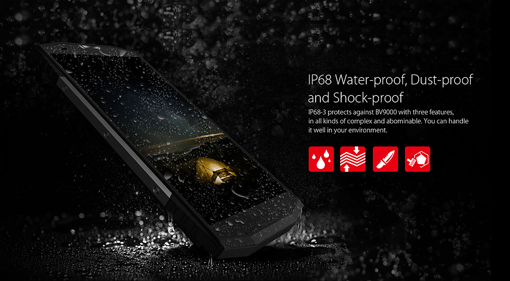 [HK Stock]Blackview BV9000 5.7 Inch 4G LTE Smartphone Waterproof IP68 Waterproof 4GB 64GB MT6757CD Octa Core Dual Rear Camera Android 7.1 4180mAh Large Battery - Gold