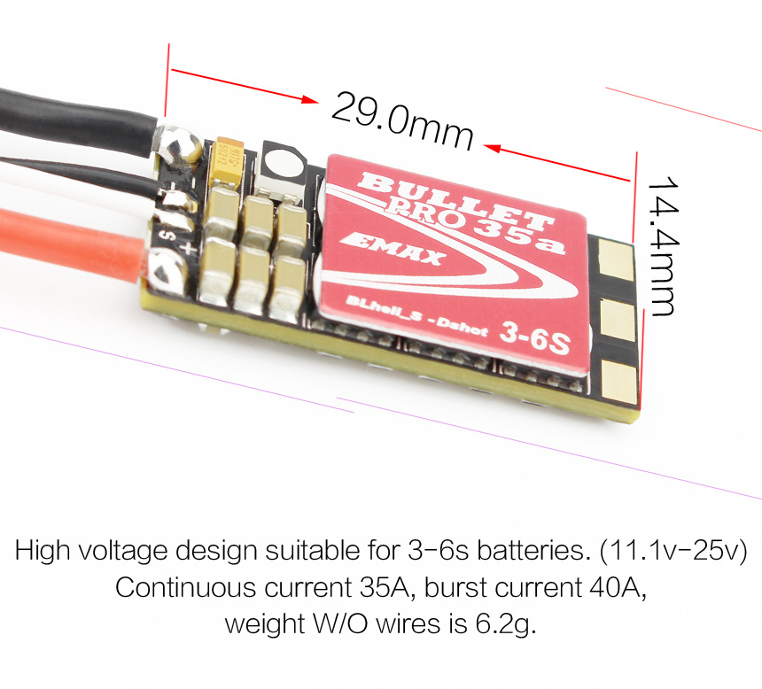 EMAX BULLET 35A PRO Blheli_S Dshot600 3-6S Brushless ESC for FPV Racing Drone