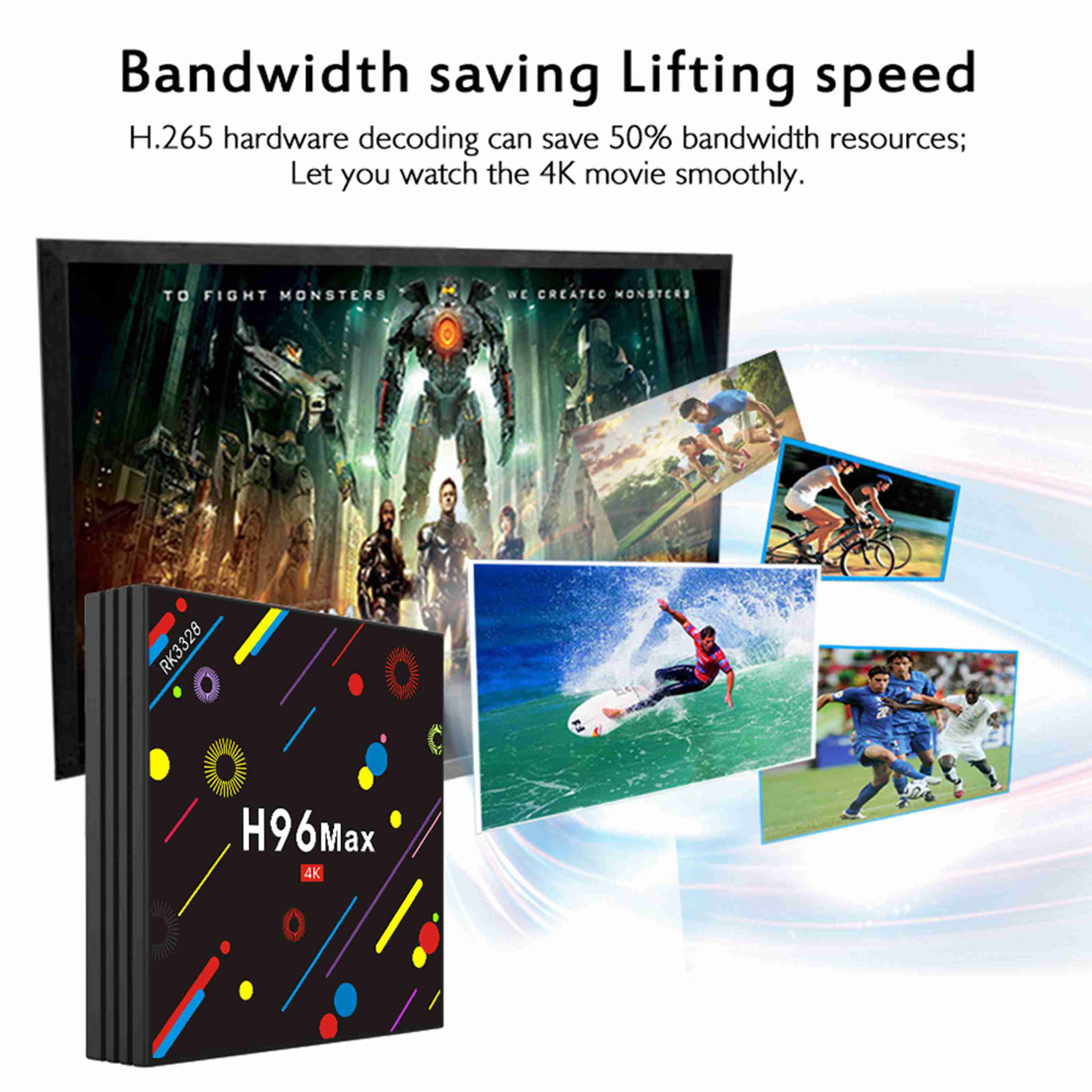 H96 MAX H2 Colorful Edition 4GB/32GB Android 7.1 RK3328 KODI 17.3 4K TV Box 2.4G/5G WiFi LAN Blutooth USB3.0 HDMI