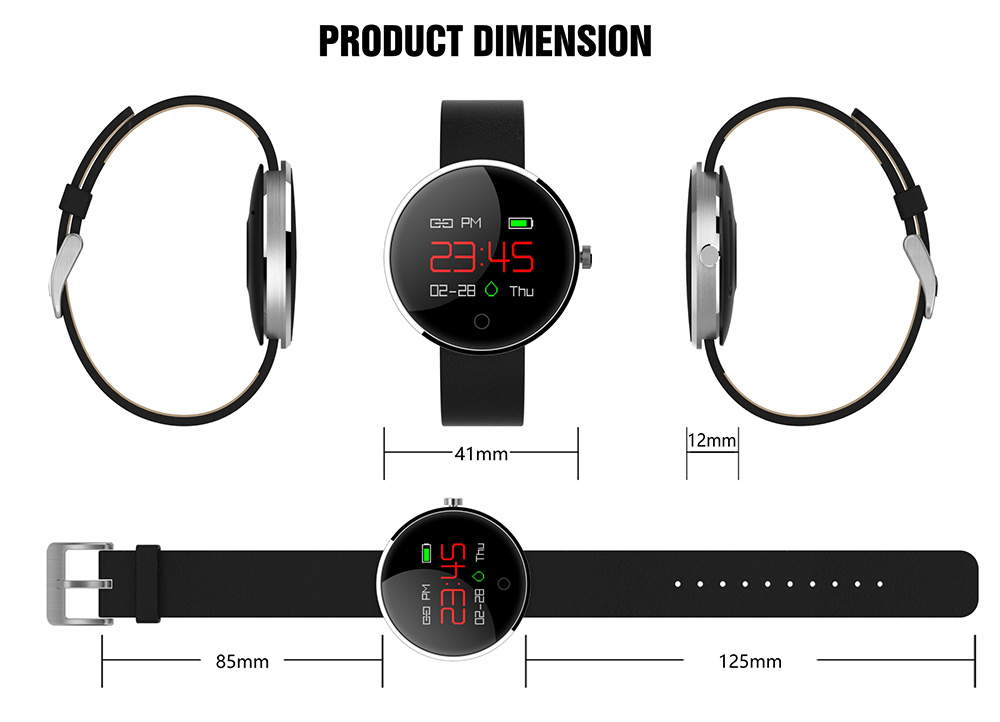 DM78 Smartwatch NRF52832 Smartwatch  Monitor Menstrual Period Reminder IP67 Water Resistant - Black