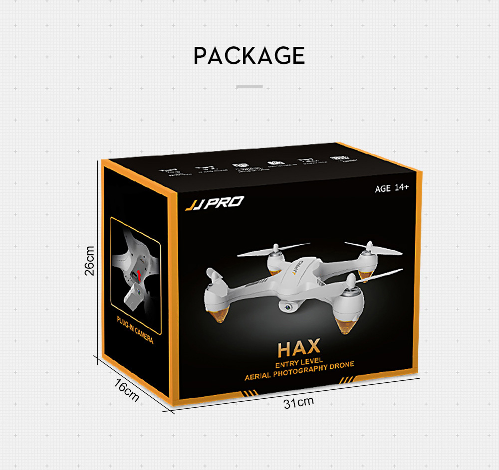 JJRC JJPRO X3 HAX WIFI FPV Brushless Drone with 1080P HD Detachable Camera GPS Positioning RC Quadcopter RTF - White