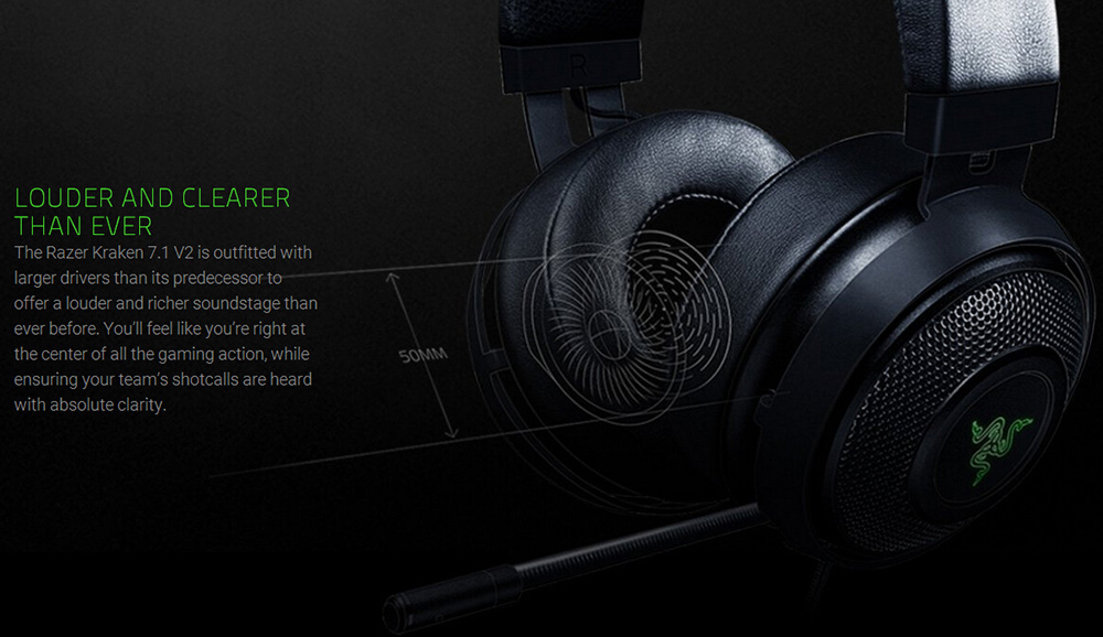 [HK Stock] Razer Kraken 7.1 Chroma V2 USB Gaming Headset with Retractable Digital Microphone and Chroma Lighting - Black
