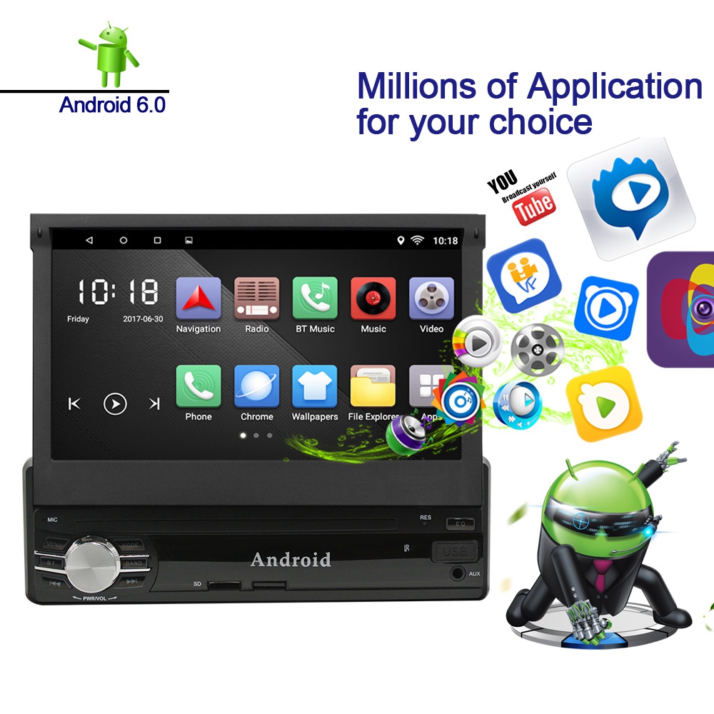 Ezonetronics RM-CT0013 7 Inch Car Player Quad Core WiFi Connection Android 6.0 Bluetooth GPS Stereo Car Display - Black