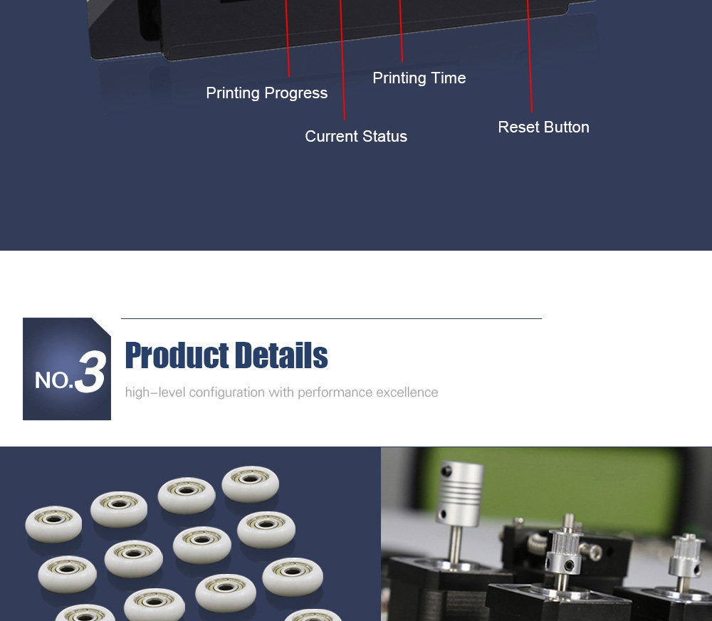 Anet A2 3D Printer with LCD Display Printing Volume TF Card Off-line Printing - Black