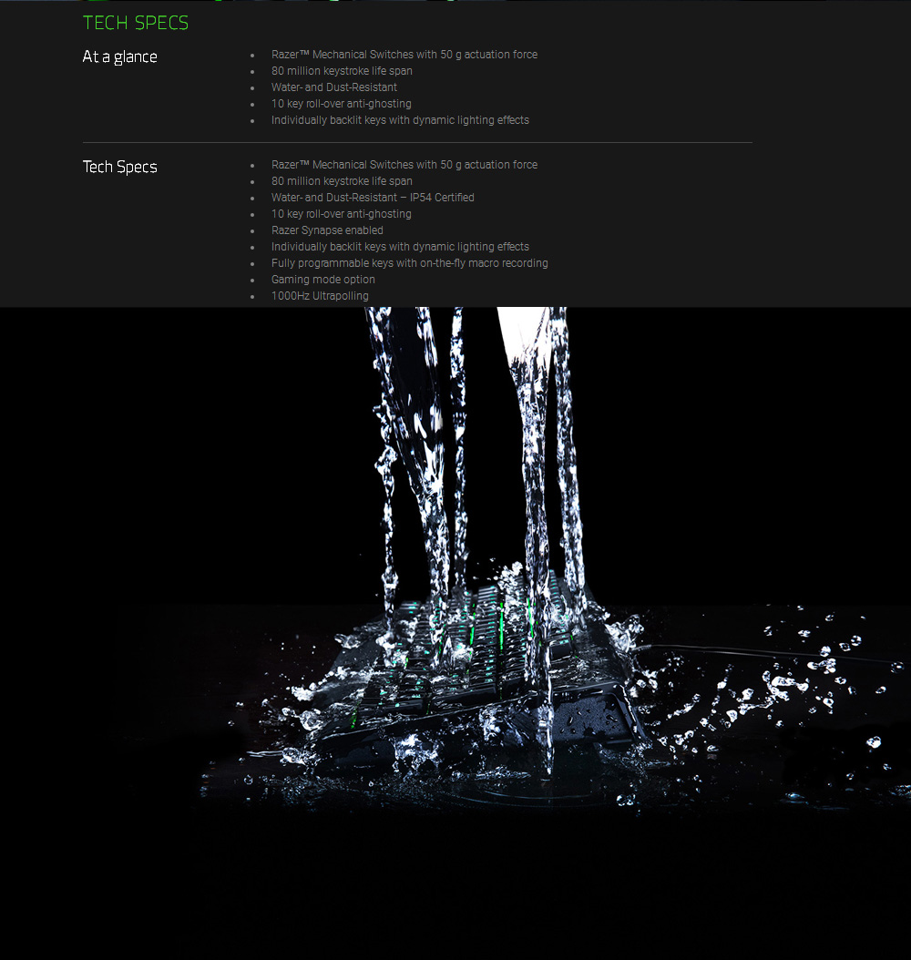 [HK Stock] Razer Blackwidow Ultimate 2016 Backlit Mechanical Gaming Keyboard Fully Programmable Tactile Clicky Razer Green Switch - Black