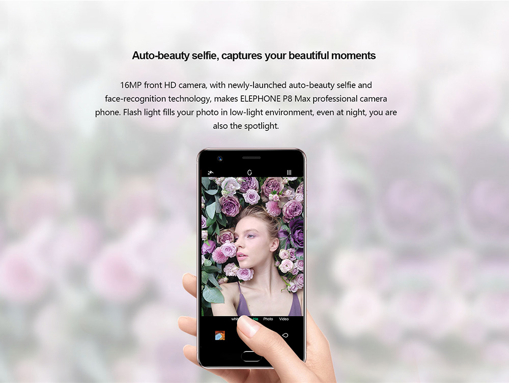 [HK Stock]Elephone P8 Max 5.5 Inch  4G LTE Smartphone FHD Screen 4GB RAM 64GB ROM 13.0MP+16.0MP Cam Octa Core Android 7.0 Touch ID Metal Body 5000mAh - Black