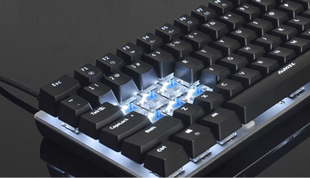 Ajazz AK33 RGB Bluetooth 4.0 Wireless Mechanical Gaming Keyboard 82 Keys Anti-ghosting RGB Backlight Blue Switch - Black