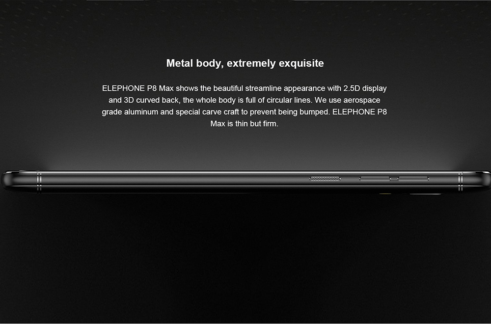 [HK Stock]Elephone P8 Max 5.5 Inch  4G LTE Smartphone FHD Screen 4GB RAM 64GB ROM 13.0MP+16.0MP Cam Octa Core Android 7.0 Touch ID Metal Body 5000mAh - Black