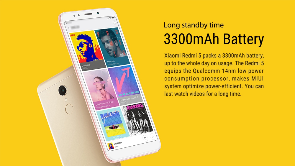 Xiaomi Redmi 5 5.7 Inch 4G LTE Smartphone 18:9 Full Screen 2GB 16GB 12.0MP Cam Qualcomm Snapdragon 450 Octa Core 1.8GHz Touch ID - Rose Gold