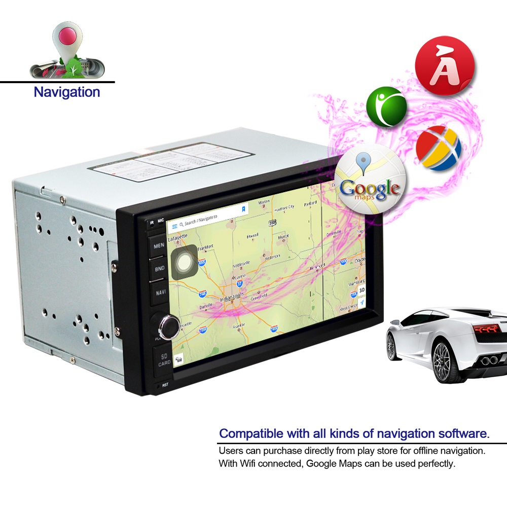 Ezonetronics RM-CT0012 7 Inch Car Player Quad Core WiFi Connection Android 6.0 Bluetooth GPS Stereo Car Display - Black