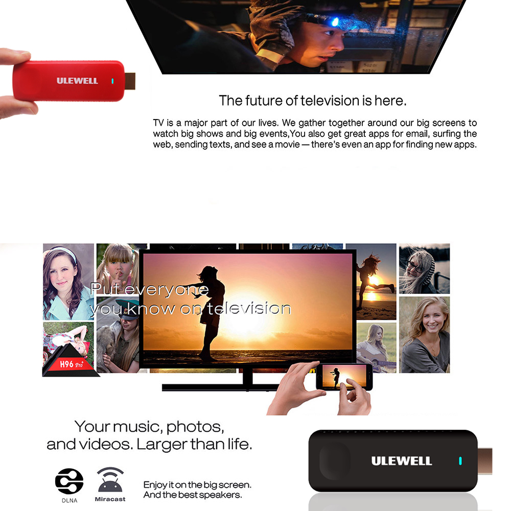 ULEWELL Z28 MINI Android 7.1 RK3328 2GB/16GB 4K TV Stick WIFI Bluetooth USB3.0 H.265 HDR Support DLNA Miracast DRM