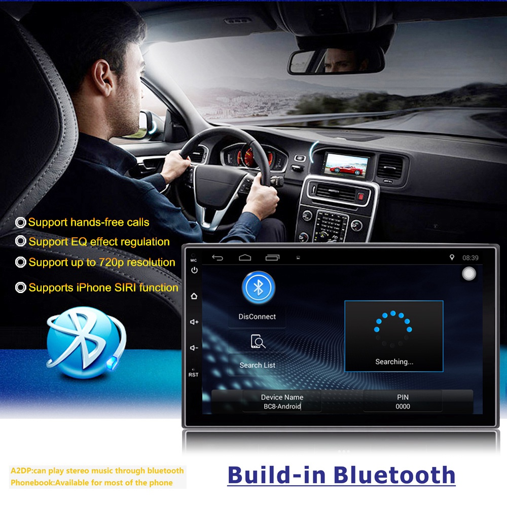 Ezonetronics RM-CT0018 7 Inch Car Player Quad Core WiFi Connection Android 6.0 Bluetooth GPS Stereo Car Display - Black