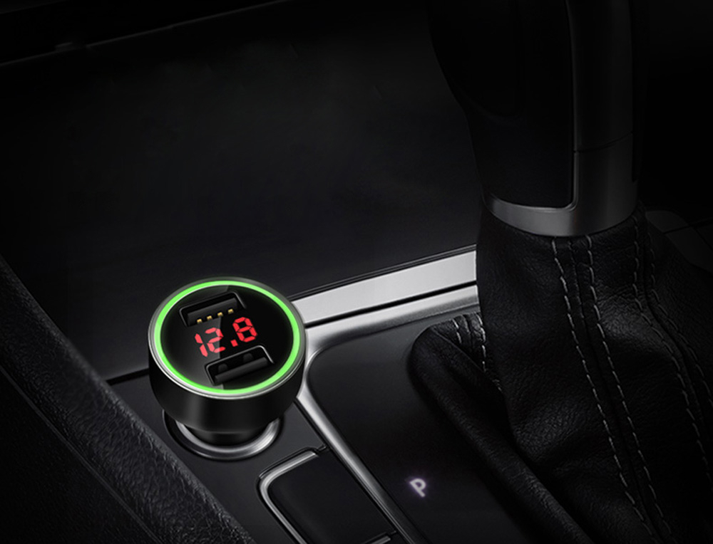 USMEI C7 3.6A Dual USB Car Charger With Breathing LED Light Voltage Detection Function - Black