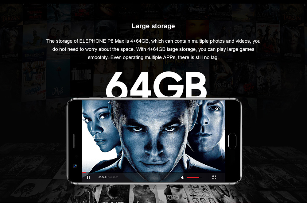 [HK Stock]Elephone P8 Max 5.5 Inch  4G LTE Smartphone FHD Screen 4GB RAM 64GB ROM 13.0MP+16.0MP Cam Octa Core Android 7.0 Touch ID Metal Body 5000mAh - Black