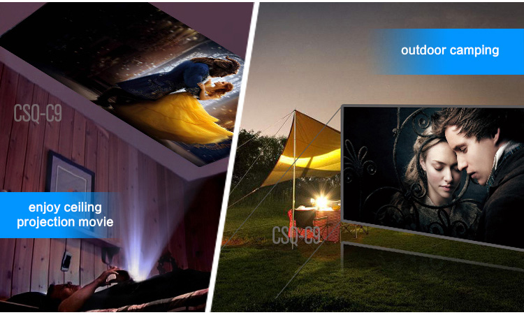 C9 DLP RK3328 Mini Pocket Projector 4K Android 2G/16G 2.4G/5G WiFi Bluetooth Eshare/Airplay/MiraCast - Black