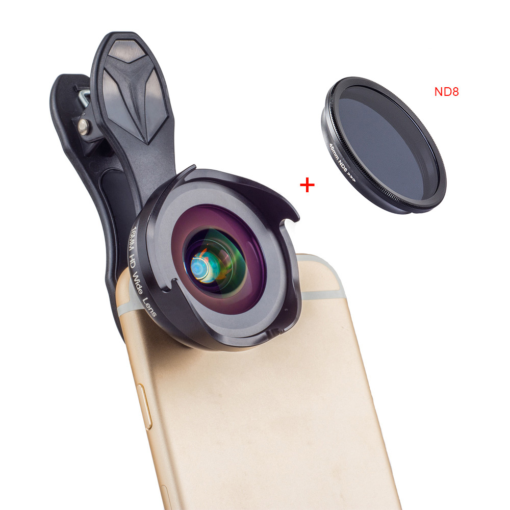 Apexel APL-16MM Optic Professional Wide-angle Macro & Star Filter Phone Camera Lens - Black