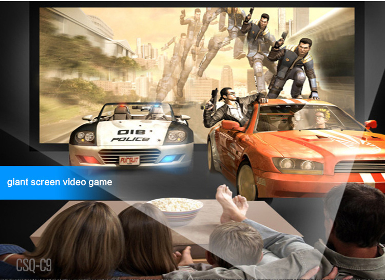 C9 DLP RK3328 Mini Pocket Projector 4K Android 2G/16G 2.4G/5G WiFi Bluetooth Eshare/Airplay/MiraCast - Black