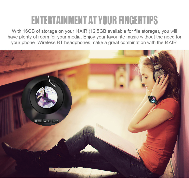 Makibes I4 Air 3G MTK6580 Smartwatch Phone Quad Core 1.3GHz 2GB RAM 16GB ROM 2.0MP Camera Heart Rate Monitor - Black