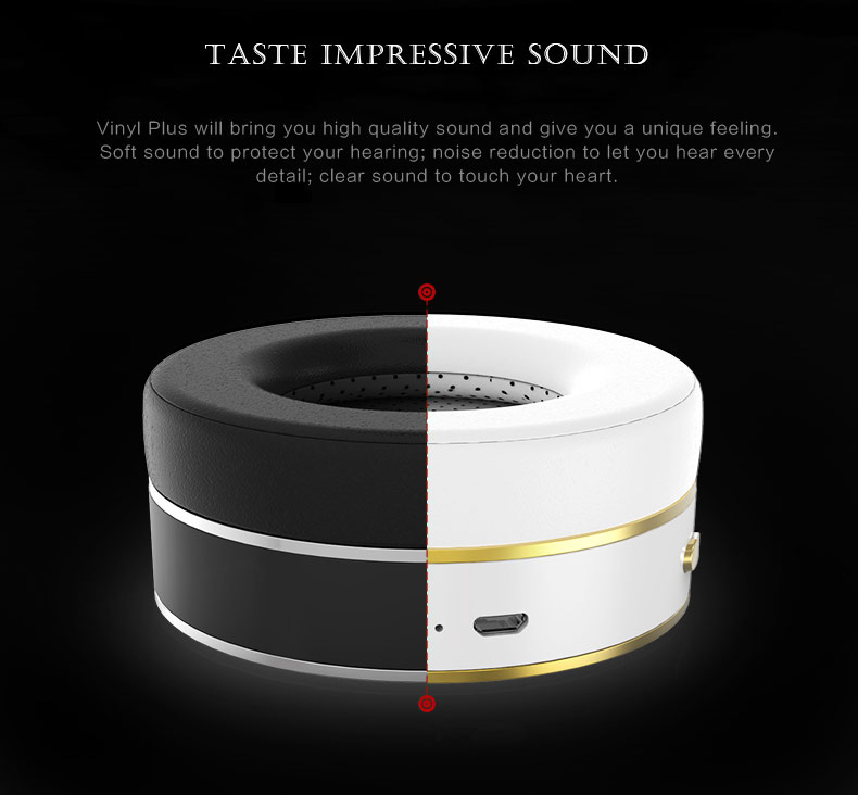 Bluedio Vinyl Plus Wireless Bluetooth Headphones with Mic 3D Sound - Gold + White