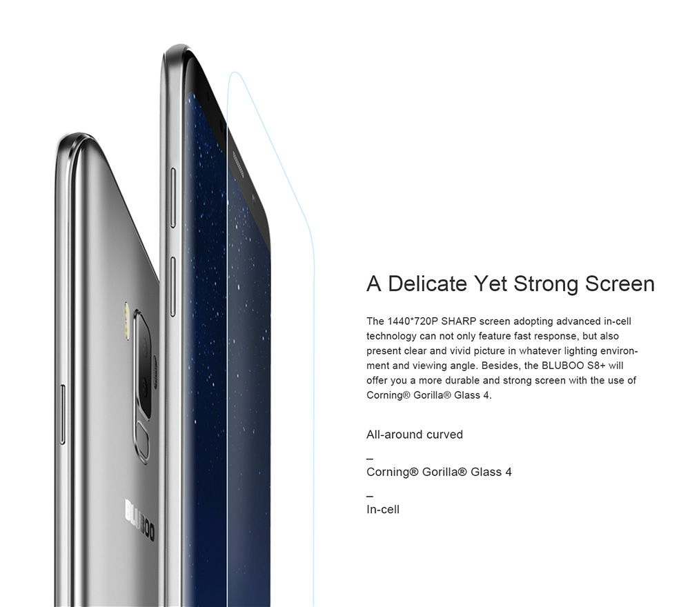 [HK Stock]BLUBOO S8 Plus 6.0 Inch Smartphone HD+ Screen 4GB 64GB MTK6750T Octa Core Dual Rear Camera Android 7.0 Touch ID - Silver