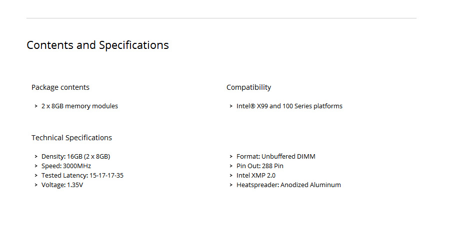 CORSAIR Vengeance 2 x 8GB DDR4 Memory Modules Red LED 3000MHz PC4-24000 C15 For DDR4 Systems CMU16GX4M2C3000C15R - Black