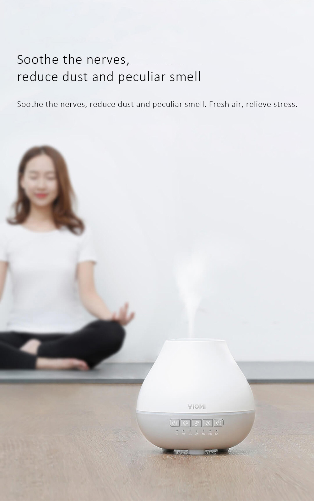 Xiaomi Viomi Aromatherapy Diffuser Air Humidifier Blutooth 4.0 APP Control 4 Color Lights Mist 200ML Automatic Portable Timed Aromatherapy Machine -White/Music Version