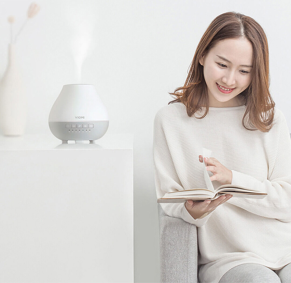 Xiaomi Viomi Aromatherapy Diffuser Air Humidifier Blutooth 4.0 APP Control 4 Color Lights Mist 200ML Automatic Portable Timed Aromatherapy Machine -White/Music Version