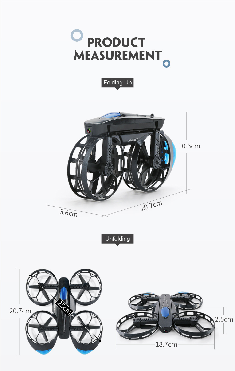 JJRC H45 BOGIE WIFI FPV Foldable Drone with 720P HD Camera Altitude Hold Mode RC Quadcopter RTF - Black