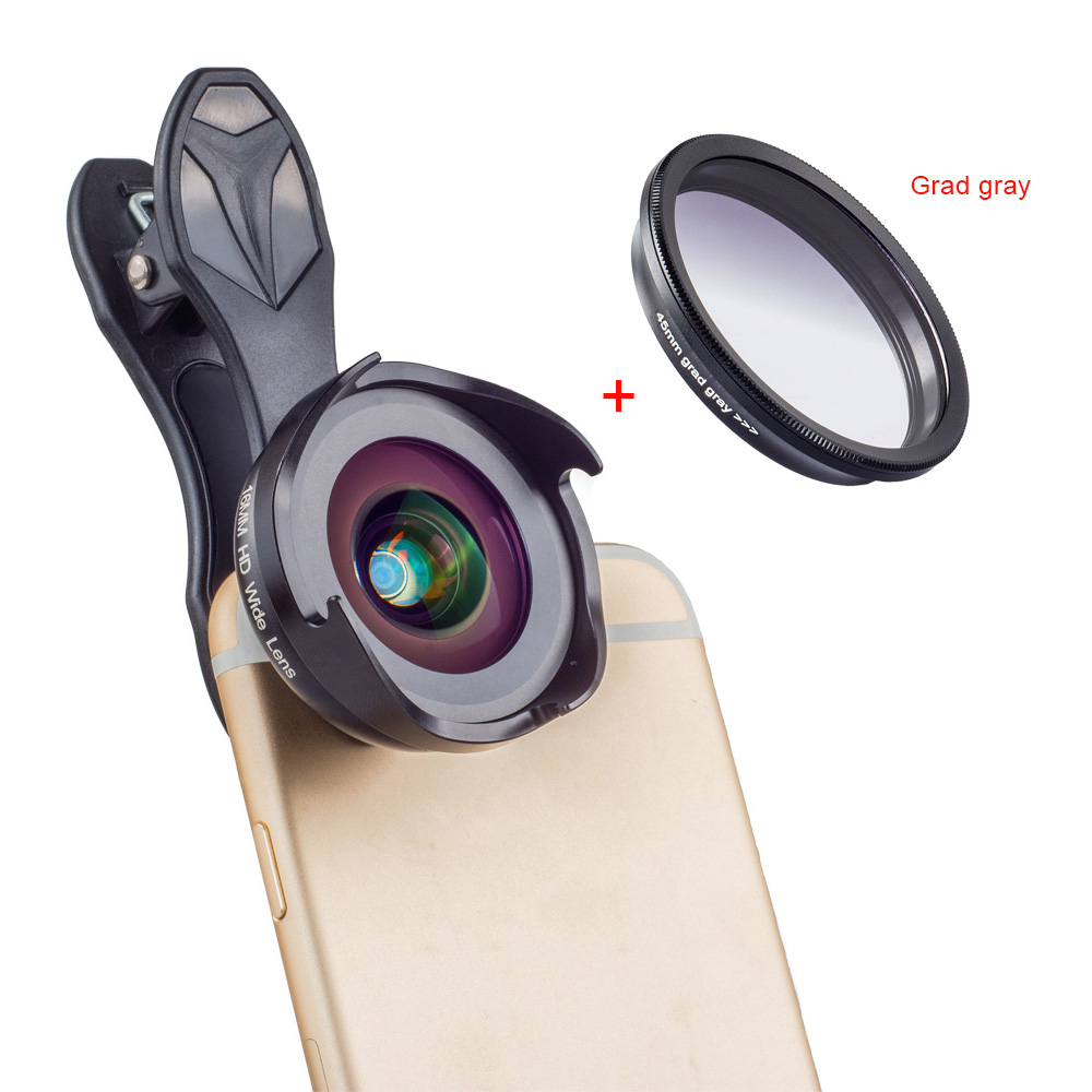 Apexel APL-16MM Optic Professional Wide-angle Macro & Star Filter Phone Camera Lens - Black