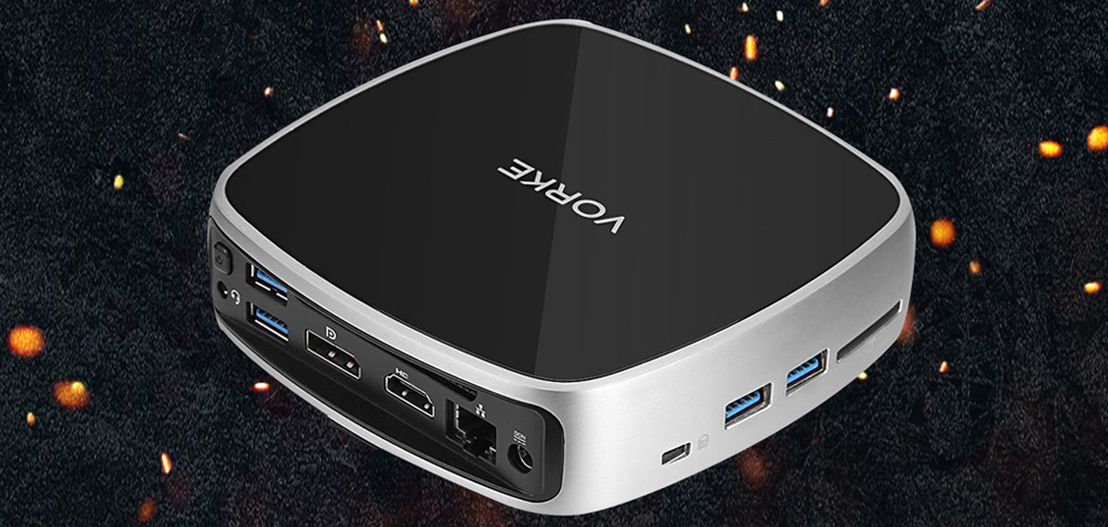 VORKE V5 Barebone Mini PC Intel Kabylake 3865U 1.8 GHz Support Dual-channel DDR4 RAM M.2 HDMI+DP AC WIFI Gigabit LAN Bluetooth4.2 USB3.0 Speaker - Black