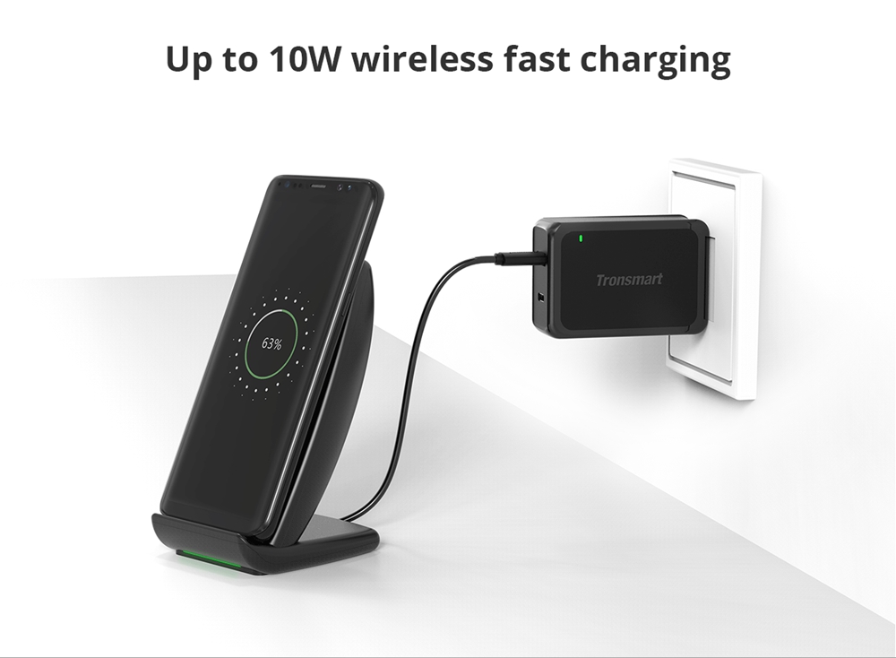 Tronsmart WC01 AirAmp Fast Wireless Charger for iPhone X iPhone 8/8 Plus & Galaxy S8 Note 8 and All Qi-Enabled Devices