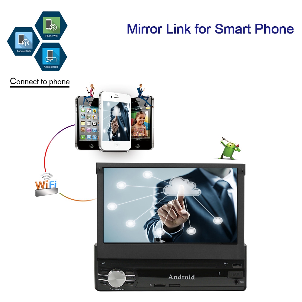 Ezonetronics RM-CT0013 7 Inch Car Player Quad Core WiFi Connection Android 6.0 Bluetooth GPS Stereo Car Display - Black