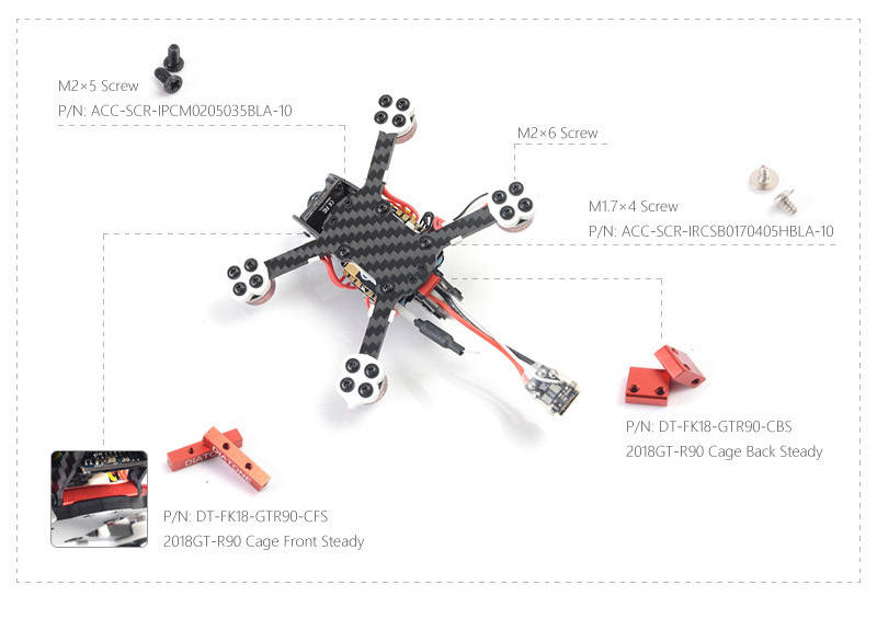 Diatone GT-R90 2018 Brushless FPV Racing Drone F4 AIO OSD FC TBS VTX 15A Blheli_S ESC with G1 1/3' CCD 600TVL Camera - PNP