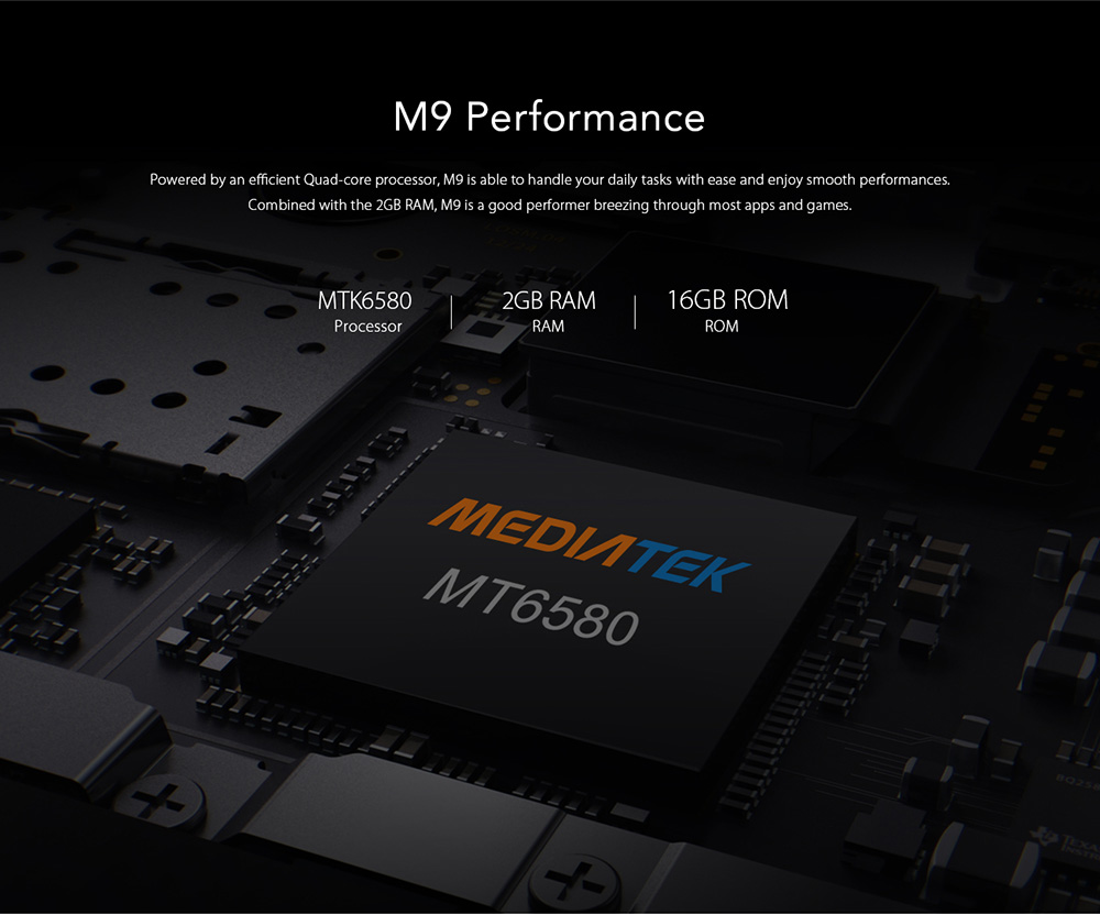 [HK Stock]Leagoo M9 5.5 Inch Smartphone 18:9 HD Screen Four Cameras 2GB 16GB MTK6580 Quad Core Android 7.0 Touch ID Super Slim Curved Body - Blac