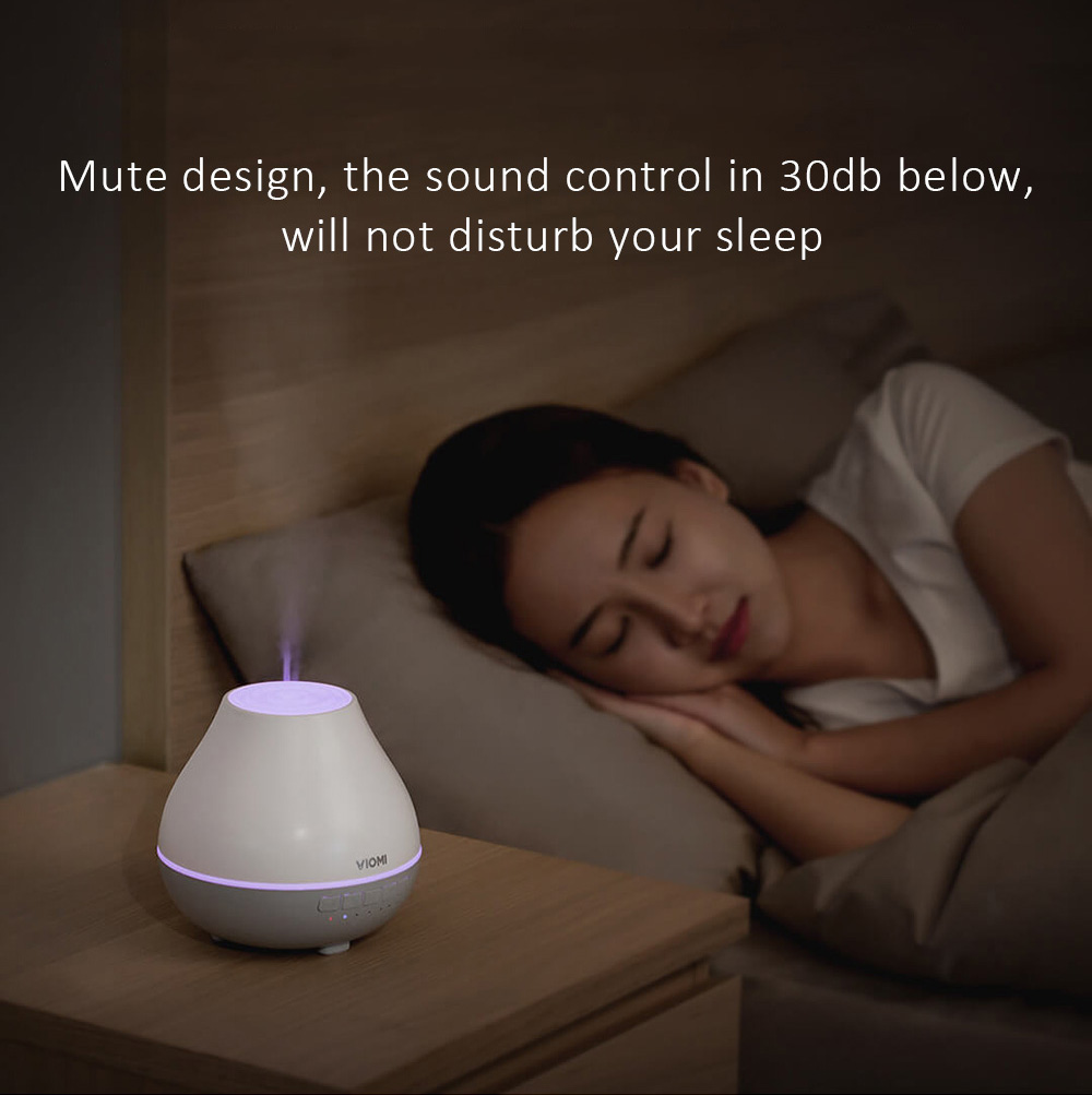 Xiaomi Viomi Aromatherapy Diffuser Air Humidifier Blutooth 4.0 APP Control 4 Color Lights Mist 200ML Automatic Portable Timed Aromatherapy Machine -White/Music Version