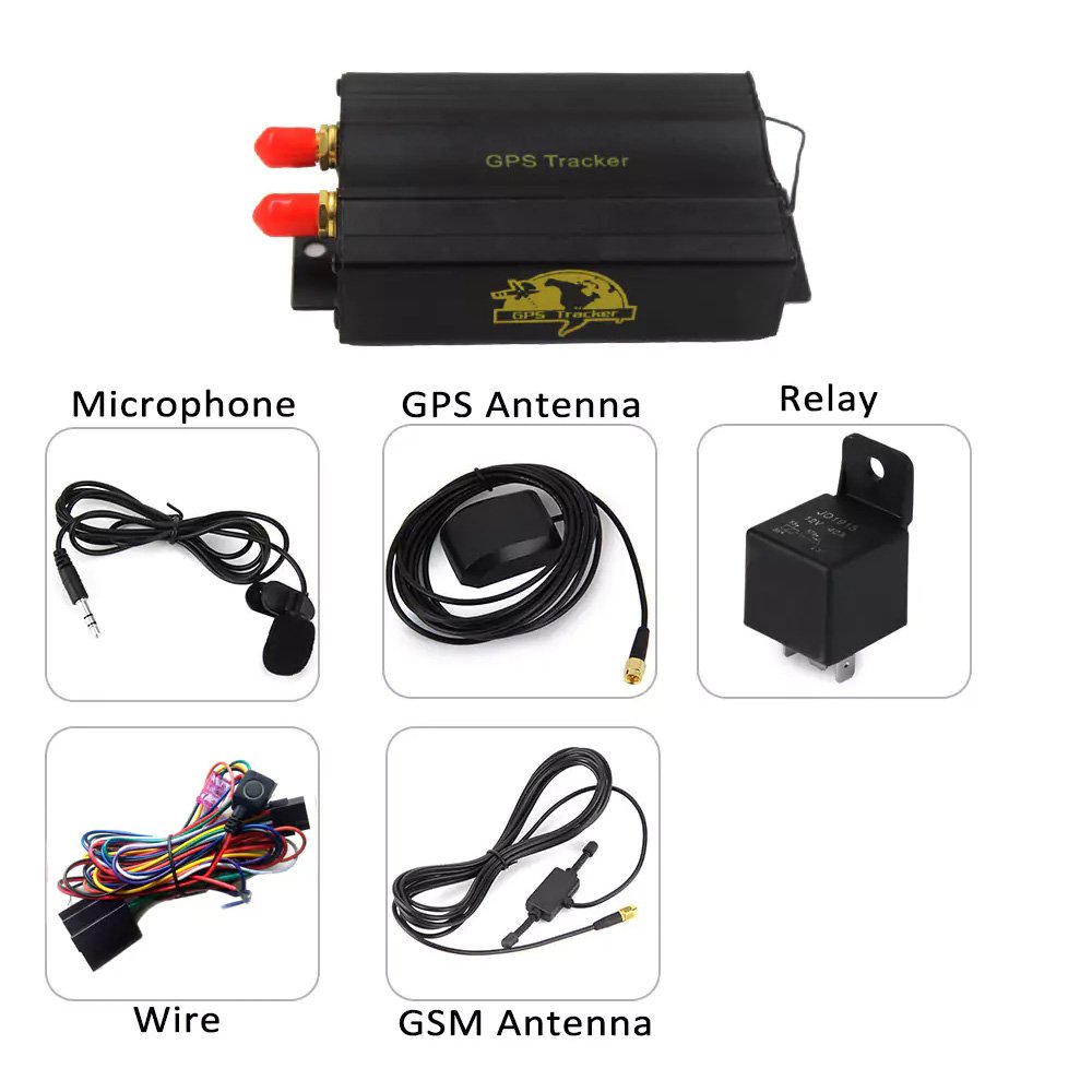 TK103B GPS SMS GPRS Vehicle Tracker Locator Theft Protection System Remote Control Alarm - Black