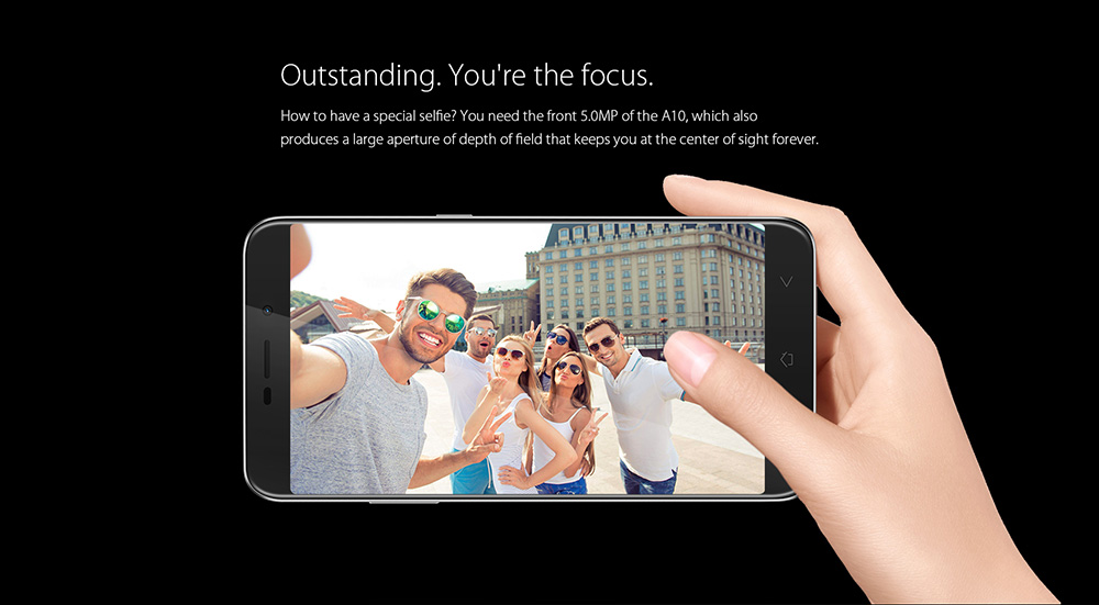 [HK Stock]Blackview A10 5.0 Inch Smartphone 2GB RAM 16GB ROM MTK6580A Quad Core 5.0MP Android 7.0 Touch ID - Black