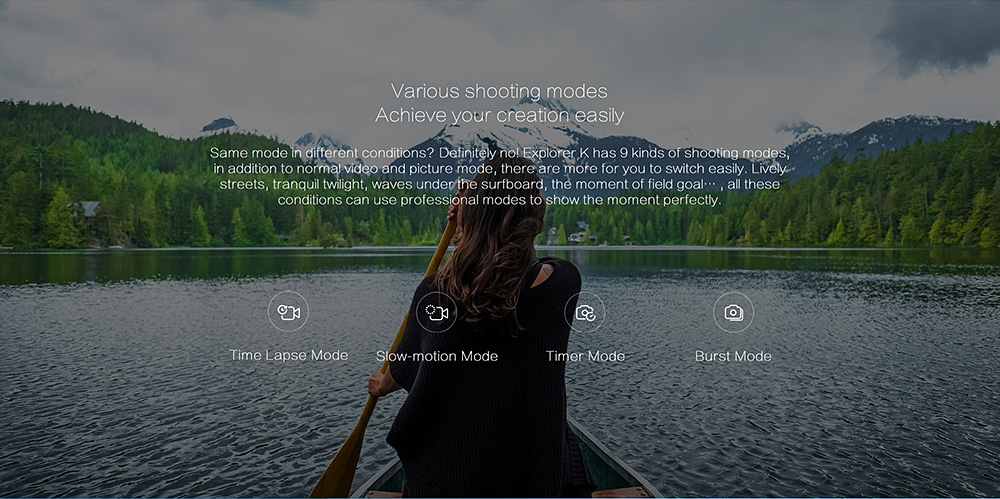 [HK Stock] Elephone REXSO Explorer K HiSilicon HI3559 Panasonic MN34120 Action Camera 2.0 Inch Display 4K WiFi Waterproof 170 Degree Wide Angle - Black