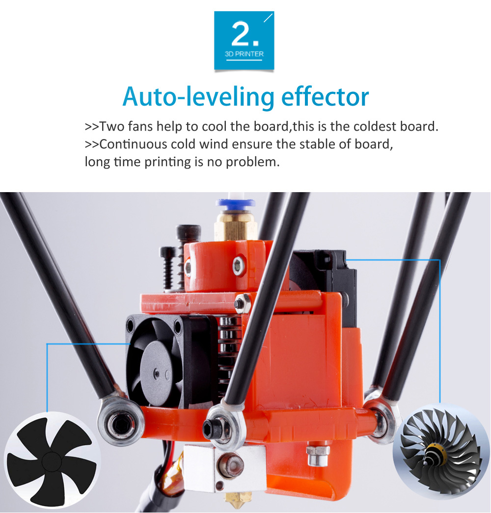 FLSUN 3D Printer Delta Kossel DIY Kit with Large Printing Size Updated Nuzzle System Heated Bed Auto Leveling