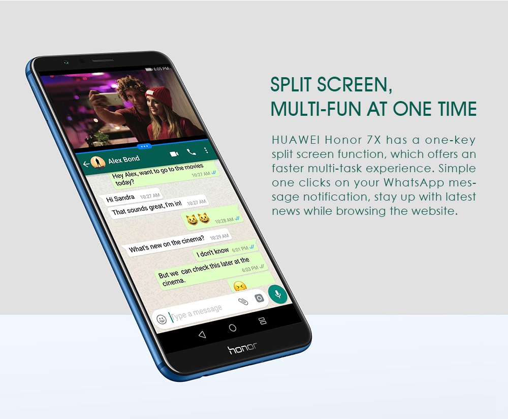HUAWEI Honor 7X 5.93 Inch Smartphone 18:9 Full Screen 4GB 32GB Kirin 659 Octa Core Dual Rear Cam Android 7.0 Touch ID 3340mAh Battery Metal Body - Blue